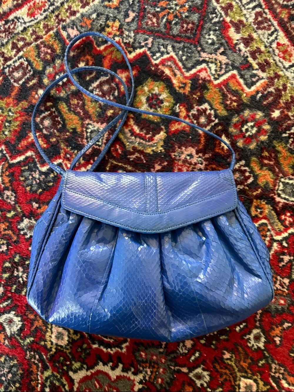 Blue Leather Crossbody Bag